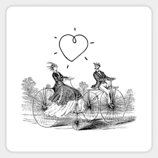 Bicycle Love Vintage Illustration Magnet